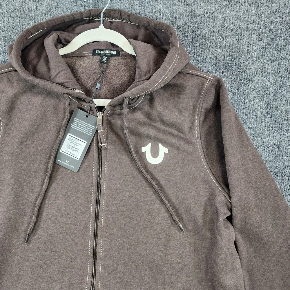 True Religion Buddha Logo Seal Zip Hoodie Men's Streetwear Grunge Y2K Size M NWT